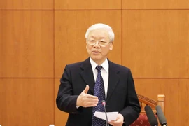 Tổng Bí thư, Chủ tịch nước Nguyễn Phú Trọng, Trưởng Tiểu ban phát biểu kết luận phiên họp. (Ảnh: Phương Hoa/TTXVN)