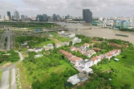 Dự án 4 tuyến đường chính trong KĐTM Thủ Thiêm. (Ảnh: Quang Nhựt/TTXVN)