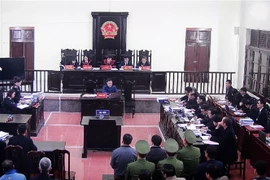 Ngày làm việc thứ 7 phiên tòa xét xử vụ sự cố y khoa tại Bệnh viện đa khoa tỉnh Hòa Bình. (Ảnh: Vũ Thị Hà/TTXVN)