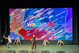 Phần trình diễn đặc sắc của nghệ sỹ Mitch Tambo mang tên Walanbaa. (Ảnh: Thu Hương/TTXVN)