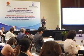 Quang cảnh Hội thảo quốc tế tham vấn về dự thảo Báo cáo giữa kỳ tự nguyện thực hiện các khuyến nghị theo Cơ chế Rà soát định kỳ phổ quát (UPR) chu kỳ 3 của Việt Nam (Ảnh: Thu Hương/Vietnam+)