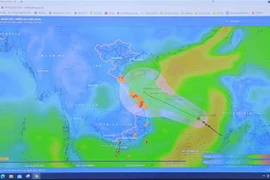 Sơ đồ đường đi của áp thấp nhiệt đới. (Ảnh: Vũ Sinh/TTXVN)