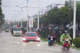 Một đoạn đường ở thành phố Nha Trang ngập sâu trong nước vào ngày 11/11 do trên địa bàn liên tiếp có mưa lớn. (Ảnh minh họa. Nguồn: TTXVN)