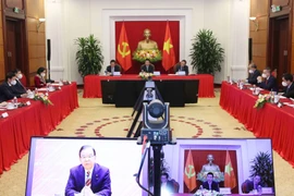 Quang cảnh hội đàm trực tuyến. (Ảnh: Phương Hoa/TTXVN)