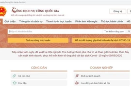 Giao diện Cổng dịch vụ công quốc gia.