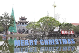 Nhà thờ đá Phát Diệm, huyện Kim Sơn, tỉnh Ninh Bình, được trang trí đơn giản nhằm hạn chế đông người, phòng chống dịch COVID-19. (Ảnh: Hải Yến/TTXVN)