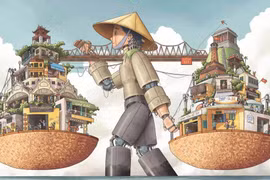 Tác phẩm 'Hà Nội rong' của Đặng Thái Tuấn đoạt giải nhất cuộc thi vẽ minh họa. 