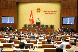 Bộ trưởng Bộ Giáo dục và Đào tạo Nguyễn Kim Sơn trả lời nhóm vấn đề thứ ba thuộc lĩnh vực giáo dục và đào tạo. (Ảnh: Doãn Tấn/TTXVN)