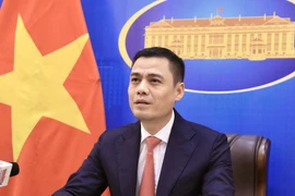 Thứ trưởng Ngoại giao Đặng Hoàng Giang dự Hội nghị Bộ trưởng Ngoại giao CICA lần thứ 6 theo hình thức trực tuyến. (Ảnh: Lâm Khánh/TTXVN)