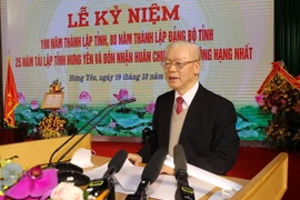 Tổng Bí thư Nguyễn Phú Trọng phát biểu tại Lễ kỷ niệm. (Ảnh: Trí Dũng/TTXVN)