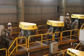 Hoạt động sản xuất tại chi nhánh 2 mỏ tuyển đồng Sin Quyền. (Ảnh: Quốc Khánh/TTXVN)