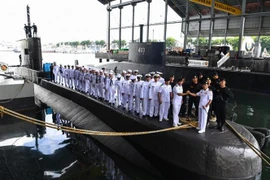 Tàu ngầm KRI Nanggala tại căn cứ hải quân ở Surabaya, Indonesia, ngày 20/2/2019. (Ảnh: AFP/TTXVN)