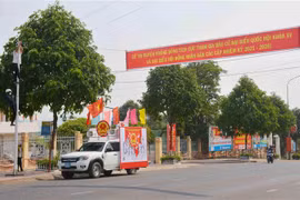 Tuyên truyền bầu cử. (Ảnh: Hoài Thu/TTXVN)