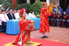 Nghi thức tế lễ truyền thống trong Lễ Giỗ tổ Hùng Vương năm 2021 tại Di tích lịch sử quốc gia Đình Lạc Giao, thành phố Buôn Ma Thuột, Đắk Lắk. (Ảnh: Hoài Thu/TTXVN)