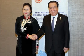 Chủ tịch Quốc hội Nguyễn Thị Kim Ngân hội kiến Chủ tịch Quốc hội Hàn Quốc Moon Hee-sang, bên lề Hội nghị Chủ tịch Quốc hội các nước Á-Âu lần thứ ba (MSEAP 3), tháng 10/2018 ở Antalya (Thổ Nhĩ Kỳ). (Ảnh: Trọng Đức/TTXVN)