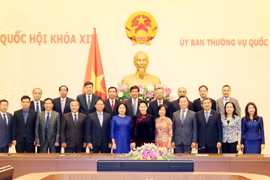 Chủ tịch Quốc hội Nguyễn Thị Kim Ngân với các Đại sứ. (Ảnh: Trọng Đức/TTXVN)