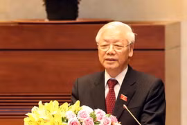 Tổng Bí thư Nguyễn Phú Trọng, Chủ tịch nước Cộng hòa xã hội chủ nghĩa Việt Nam nhiệm kỳ 2016-2021 phát biểu nhậm chức. (Ảnh: Phương Hoa/TTXVN)