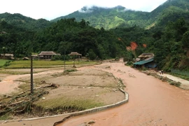 Lũ ống đã khiến nhiều công trình của xã Bản Rịa, huyện Quang Bình, tỉnh Hà Giang bị hư hỏng nặng. (Ảnh: Trung Hậu/TTXVN phát)