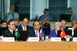 Thủ tướng Nguyễn Xuân Phúc tại lễ khai mạc Hội nghị cấp cao Á-Âu (ASEM) lần thứ 12. (Ảnh: Thống Nhất/TTXVN)