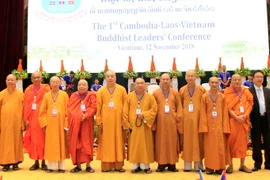 Đoàn đại biểu Việt Nam chụp ảnh lưu niệm tại hội nghị. (Ảnh: Phạm Kiên/Vietnam+)