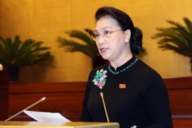 Chủ tịch Quốc hội Nguyễn Thị Kim Ngân phát biểu tổng kết Phiên chất vấn và trả lời chất vấn của các thành viên Chính phủ. (Ảnh: Trọng Đức/TTXVN)