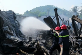 Hiện trường vụ cháy. (Ảnh: Tường Vi/TTXVN)