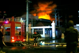 Hiện trường vụ cháy. (Ảnh: Thanh Liêm/TTXVN)