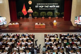 Quang cảnh kỳ họp Hội đồng Nhân dân Thành phố Hồ Chí Minh. (Ảnh: Thành Chung/TTXVN)