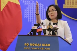 Phó Phát ngôn Bộ Ngoại giao Nguyễn Phương Trà tại họp báo thường kỳ của Bộ Ngoại giao ngày 22/11. (Nguồn: TTXVN phát)