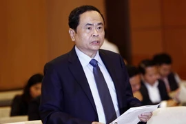 Chủ tịch Ủy ban Trung ương Mặt trận Tổ quốc Việt Nam Trần Thanh Mẫn trình bày báo cáo. (Ảnh: Văn Điệp/TTXVN)