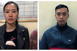 Hai đối tượng Nguyễn Thị Bích Hạnh và Hoàng Mạnh Dũng. (Ảnh: Hoàng Ngọc/TTXVN)