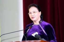 Chủ tịch Quốc hội Nguyễn Thị Kim Ngân phát biểu tại buổi lễ. (Ảnh: Trọng Đức/TTXVN)