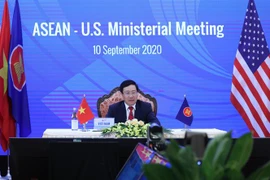Phó Thủ tướng, Bộ trưởng Ngoại giao Phạm Bình Minh phát biểu tại Hội nghị Bộ trưởng Ngoại giao ASEAN-Hoa Kỳ. (Ảnh: Lâm Khánh/TTXVN)