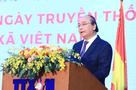 Thủ tướng Nguyễn Xuân Phúc phát biểu tại Lễ kỷ niệm 75 năm Ngày thành lập Thông tấn xã Việt Nam (15/9/1945-15/9/2020). (Ảnh: Thành Đạt/TTXVN)