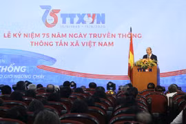 Thủ tướng Nguyễn Xuân Phúc phát biểu tại Lễ kỷ niệm 75 năm Ngày thành lập Thông tấn xã Việt Nam (15/9/1945-15/9/2020). (Ảnh: Thành Đạt/TTXVN)