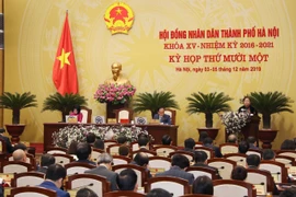 Quang cảnh kỳ họp thứ mười một Hội đồng Nhân dân thành phố Hà Nội. (Ảnh: Lâm Khánh/TTXVN)