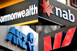 Logo 4 ngân hàng lớn nhất Australia gồm ANZ, Commonwealth Bank, National Australia Bank và Westpac. (Nguồn: AAP)