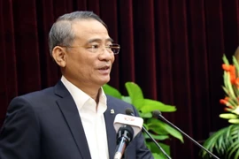 Bí thư Thành ủy Đà Nẵng Trương Quang Nghĩa phát biểu tại hội nghị. (Ảnh: Nguyễn Sơn/TTXVN)