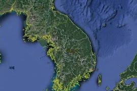 Hình ảnh vệ tinh chụp toàn cảnh bán đảo Triều Tiên. (Nguồn: Google Maps)