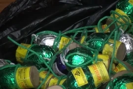Số pháo bị lực lượng chức năng thu giữ. (Ảnh: Quang Duy/TTXVN)