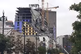 Hiện trường vụ sập công trình xây dựng khách sạn ở New Orleans. (Nguồn: WVUE)