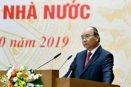 Thủ tướng Nguyễn Xuân Phúc phát biểu tại hội nghị. (Ảnh: Thống Nhất/TTXVN)