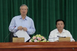 Ông Trần Quốc Vượng, Ủy viên Bộ Chính trị, Thường trực Ban Bí thư phát biểu kết luận buổi làm việc. (Ảnh: Phương Hoa/TTXVN)