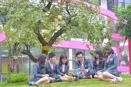 Học sinh trường TH School đang thực hành bài học trong phòng thí nghiệm. (Ảnh: Minh Sơn/Vietnam+)