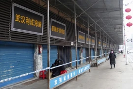 Khu chợ được cho là nơi bùng phát dịch tại Vũ Hán. (Ảnh: Kyodo)