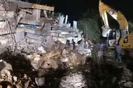 Hiện trường vụ sập công trình. (Ảnh: Fresh News/Vietnam+) 