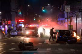 Một khu vực xảy ra biểu tình ở Brooklyn. (Ảnh: NY Daily News)