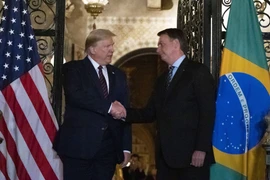 Tổng thống Mỹ Donald Trump và người đồng cấp Brazil Jair Bolsonaro. (Ảnh: AP)