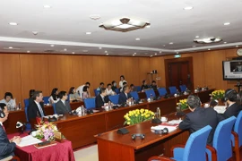 Quang cảnh hội nghị tại điểm cầu Hà Nội. (Ảnh: Phạm Hậu/TTXVN)