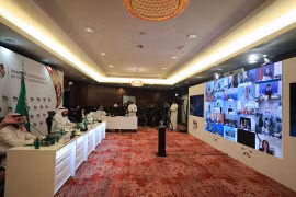 Hội nghị trực tuyến của nhóm G20. (Ảnh: AFP)